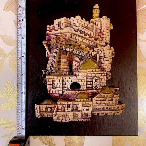 VTG Decorative Jerusalem Israel Middle Eastern Plaque Sculpture Ceramic Windmill - Picture 3 of 11